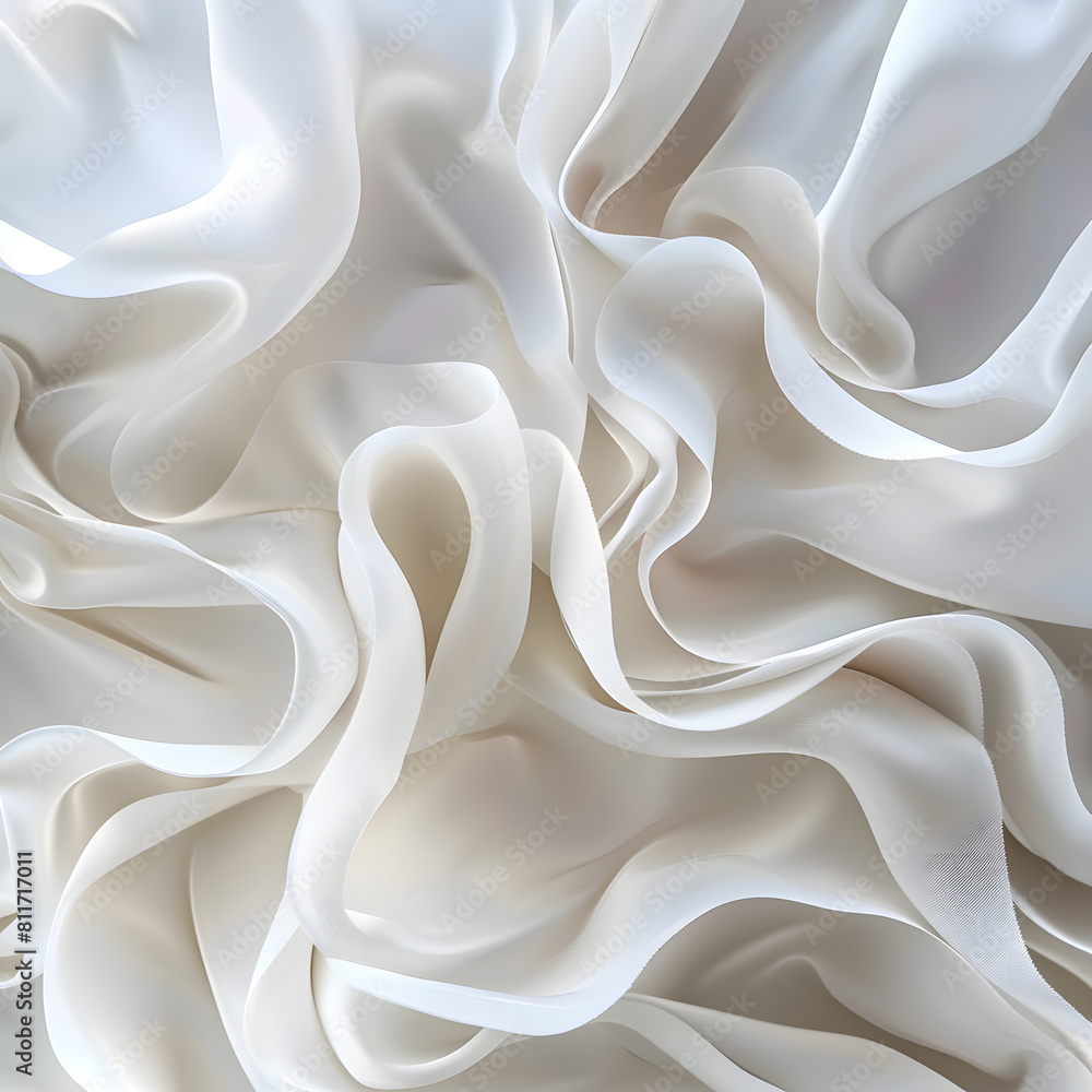 Obraz premium White fabric waves aesthetic abstract background with 3D effect