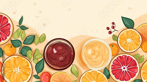 A variety of citrus fruits and juices.