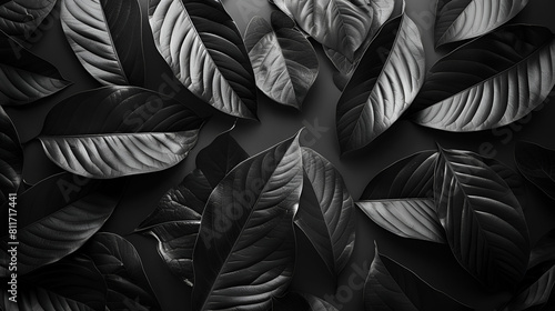 Abstract black leaves for a tropical foliage background