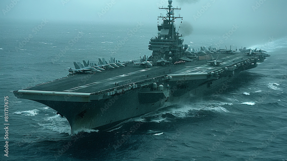 A large Navy ship is sailing through the ocean A large Navy ship is sailing through the ocean