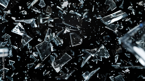 A black background with shattered glass.