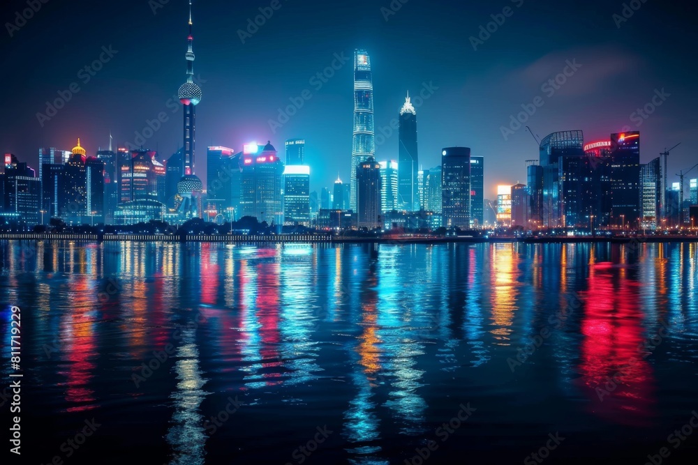 Fototapeta premium night scene of a tranquil river