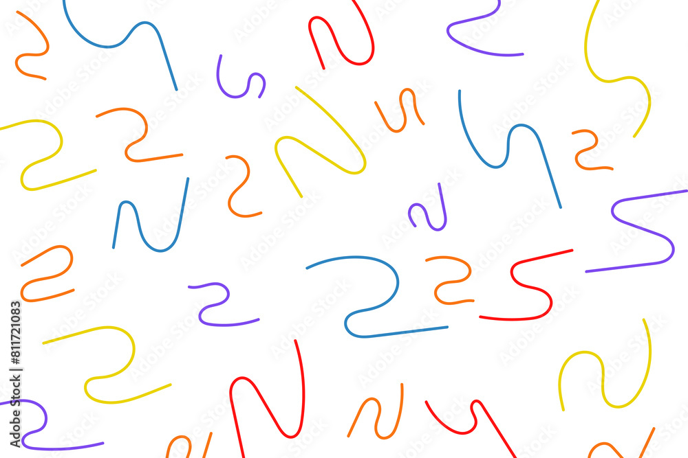 Fun colorful line doodle pattern. Creative style art children or childish skribble trendy design with basic lines and shapes. Vector illustration Fun colorful line doodle pattern. Creative style art children or childish skribble trendy design with basic lines and shapes. Vector illustration