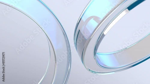 Abstract Glass Ring motion background. 3d minimalist animation with 4k seamless looped video.
