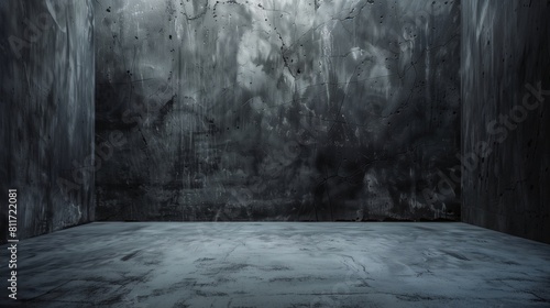 empty space resembling a room, concrete texture, dark studio lighting