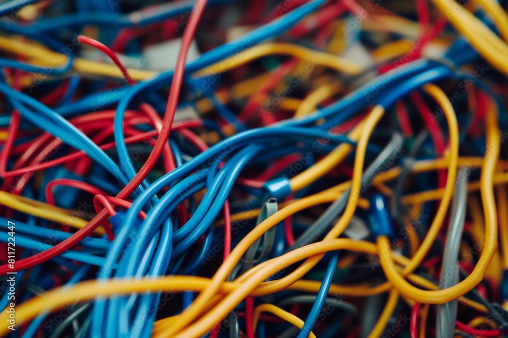 Close-up of jumbled cables in a disorderly pile Close-up of jumbled cables in a disorderly pile