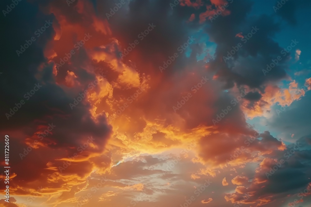  A valley, obscured by low-lying clouds, is bathed in sunlight as it fades over mountain silhouettes at dusk. Beautiful simple AI generated image in 4K, unique.