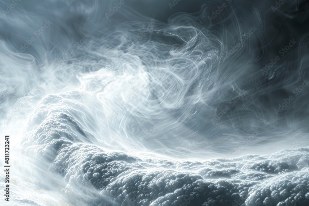 Rolling billows of swirling clouds from dry ice across the bottom even light - generative ai Rolling billows of swirling clouds from dry ice across the bottom even light - generative ai