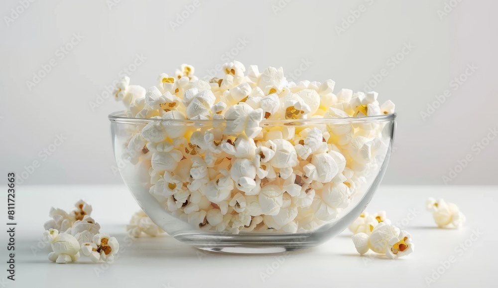 White bowl of popcorn isolated on a white background. White bowl of popcorn isolated on a white background.