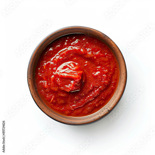 Tomato sauce in bowl isolated on white background