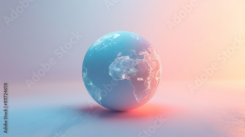 Soft Pastel Colored Globe on Gradient Background, Minimalistic Design © Mutshino_Artwork