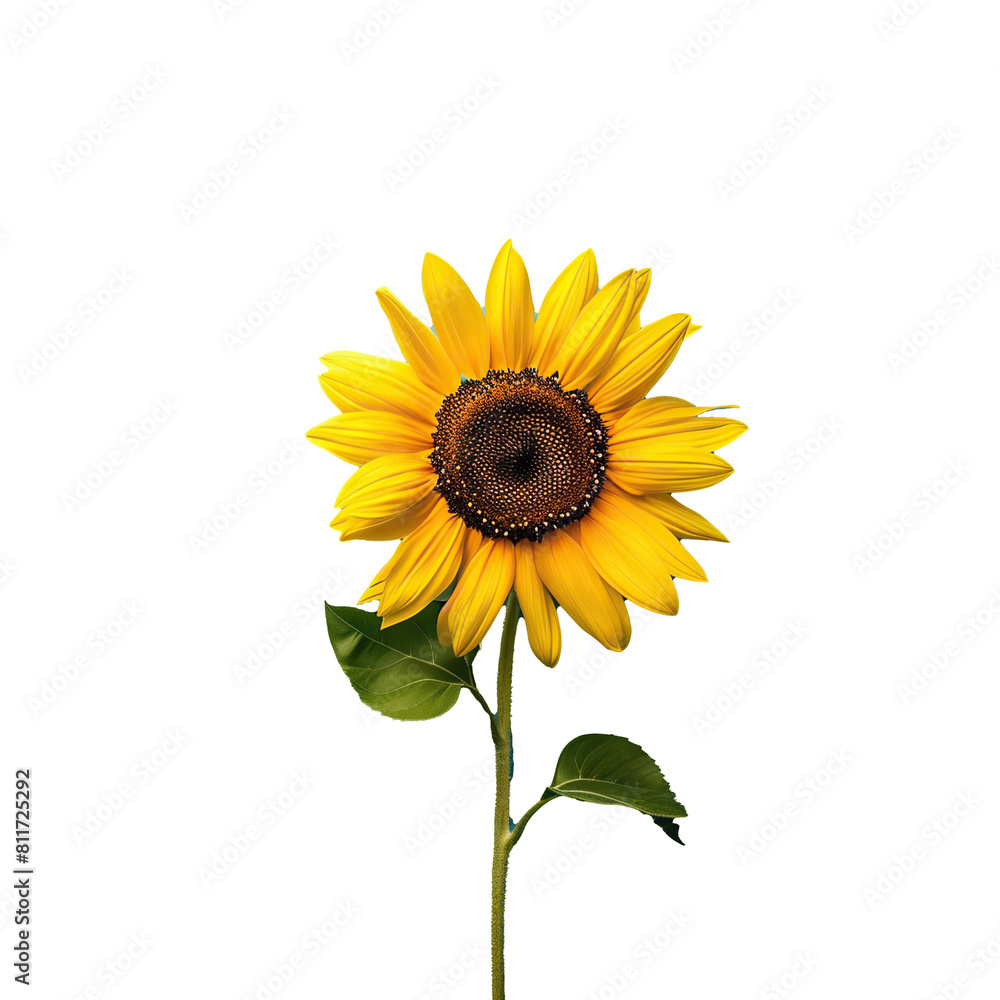 Fototapeta premium Sunflower flower with transparent background. png. Image for graphic design.