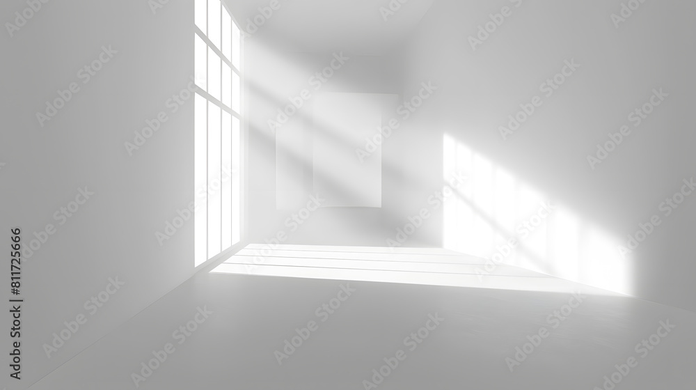 Empty white room with sunlight. Abstract studio background for product presentation 3d room with copy space Empty white room with sunlight. Abstract studio background for product presentation 3d room with copy space