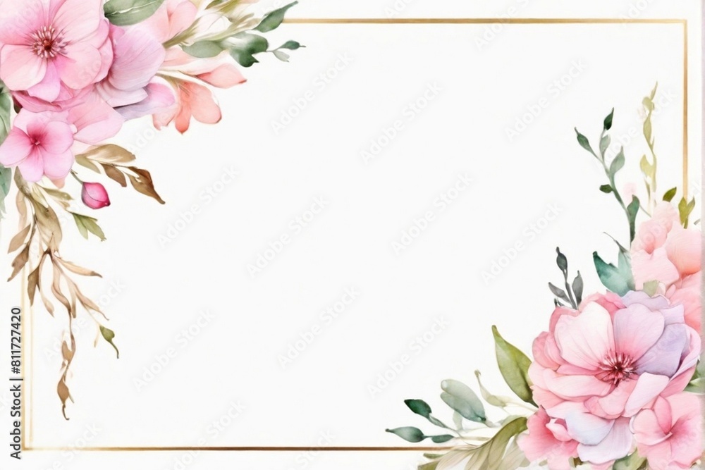 Watercolor elegant floral frame background design