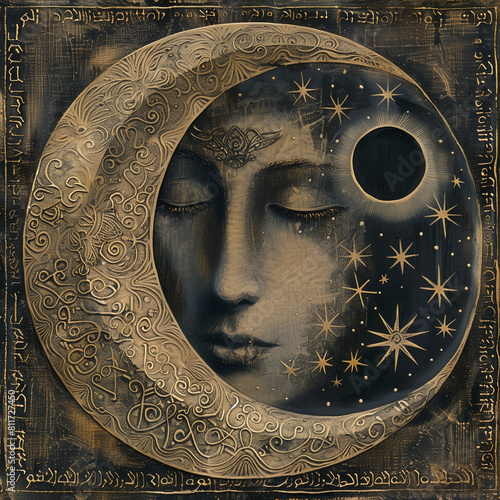 AI generated ancient style magical occult illustration