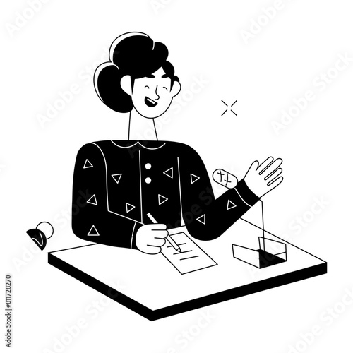 Grab this doodle mini illustration of conducting seminar 