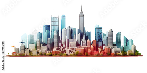 panorama view of buildings in the city urban area PNG