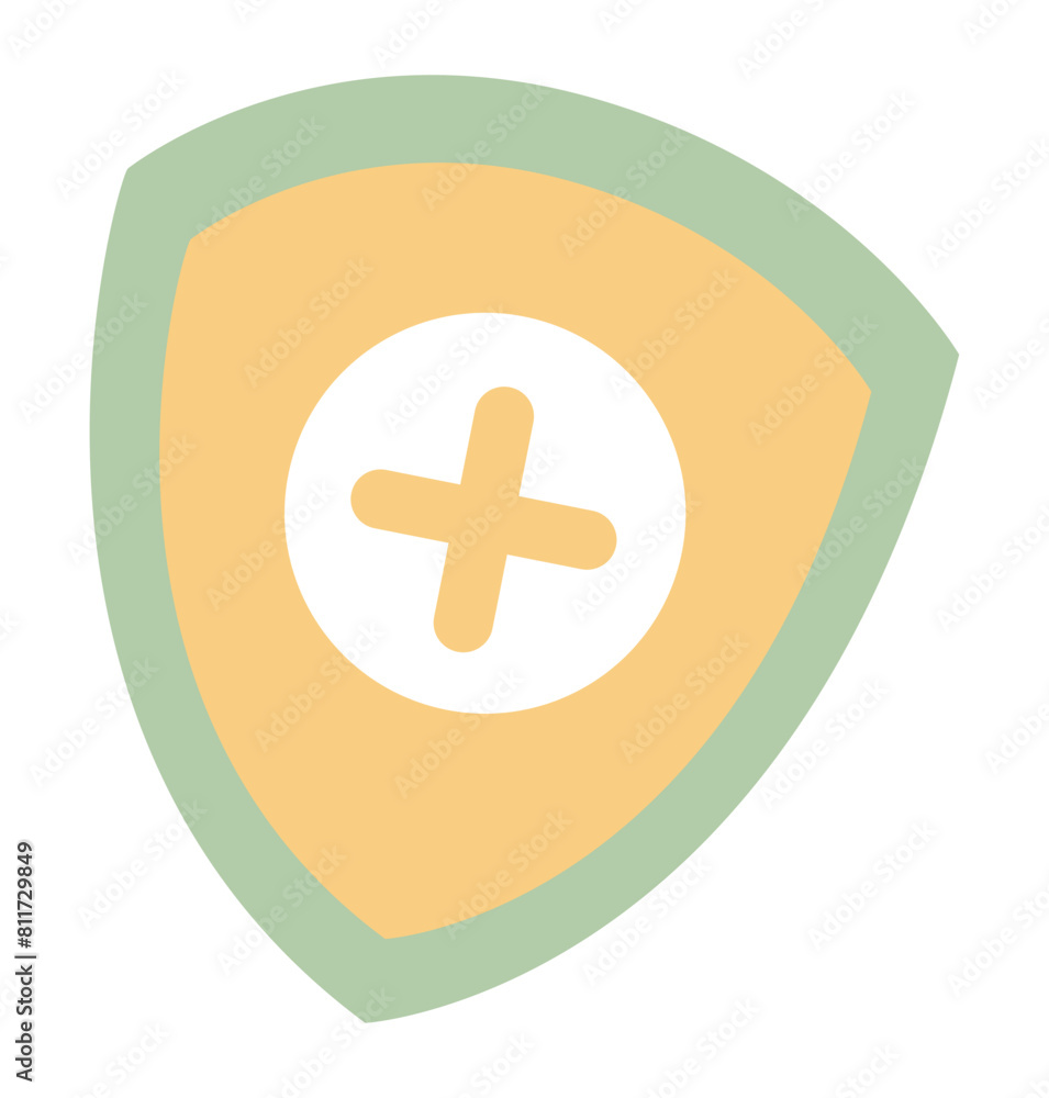 Shield protecting with cross in flat design. Disease prevention and immune. Vector illustration isolated. Shield protecting with cross in flat design. Disease prevention and immune. Vector illustration isolated.