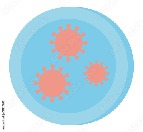 Virus research in flat design. Disease bacterium in laboratory test glass. Vector illustration isolated.