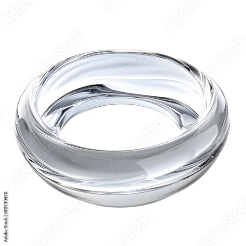 Liquid 3D glass swirl circle shape isolated on white background