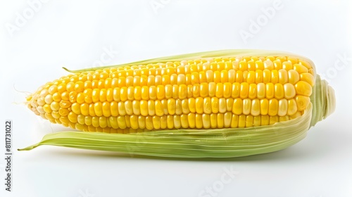 Close up of a fresh Ear of Corn on a white Background