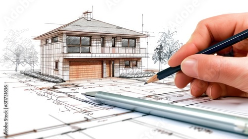 An architect sketching out ideas for a custom home design.