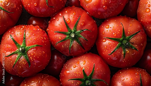 tomatoes in water close-up, top view. Vegetable background