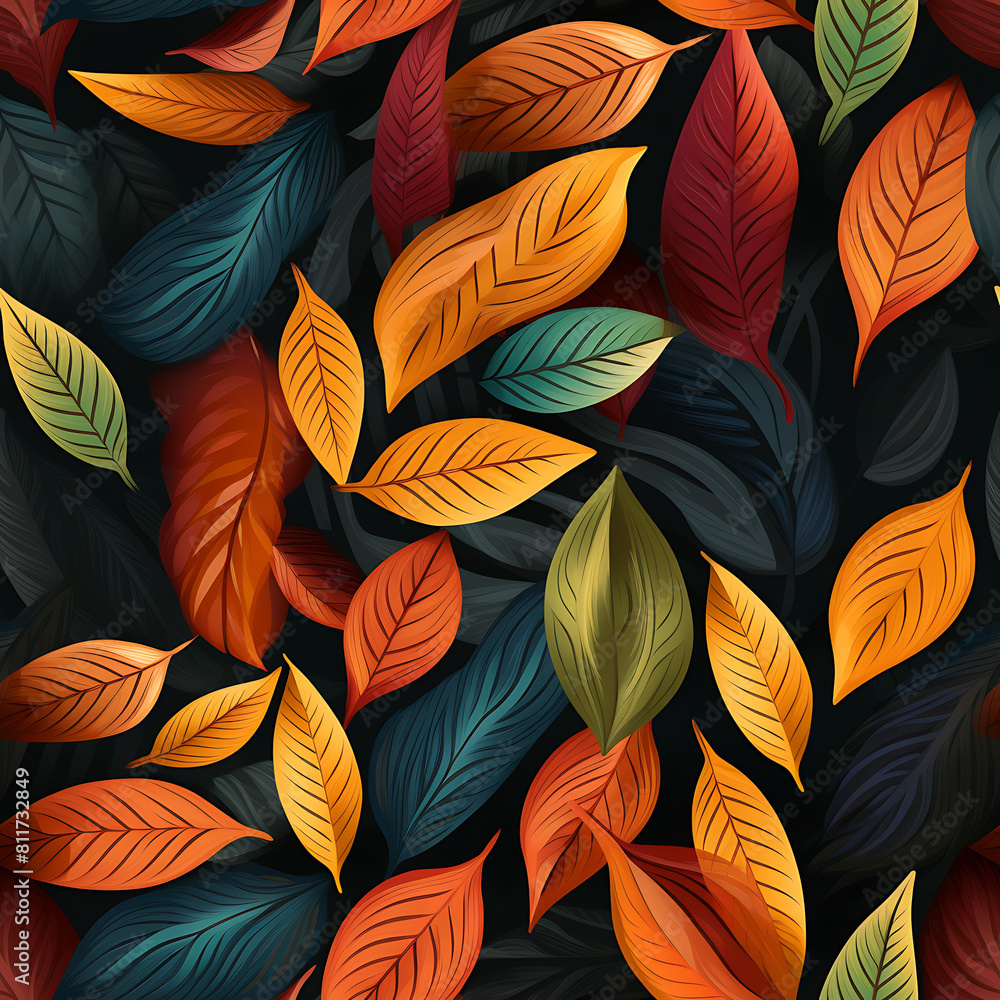 Leaf digital art seamless pattern, the design for apply a variety of graphic works Leaf digital art seamless pattern, the design for apply a variety of graphic works