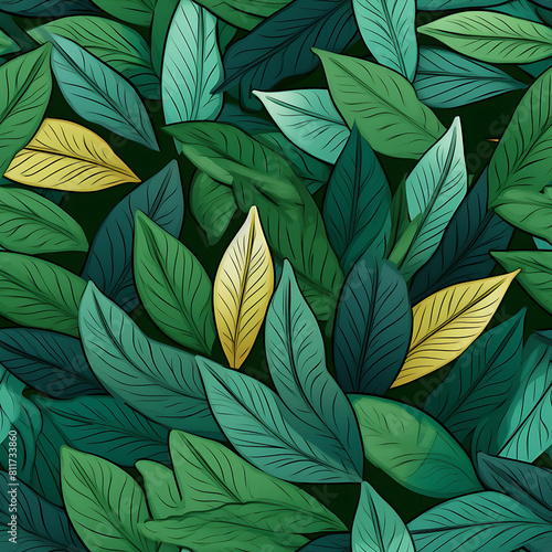 Leaf digital art seamless pattern, the design for apply a variety of graphic works