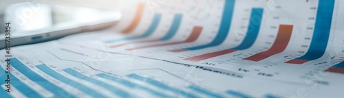 Wallpaper Mural Business and Finance Concepts: Sales Trend Graph in Business Documents with Financial Newspapers Background Torontodigital.ca