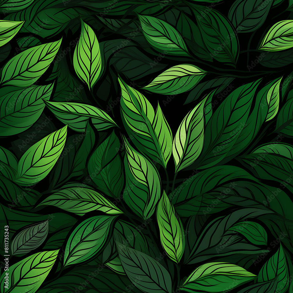 Leaf digital art seamless pattern, the design for apply a variety of graphic works