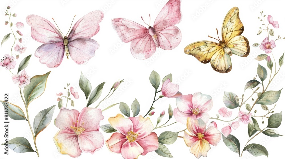 Colorful Butterfly and Flower Pattern in Nature. Colorful Butterfly and Flower Pattern in Nature.