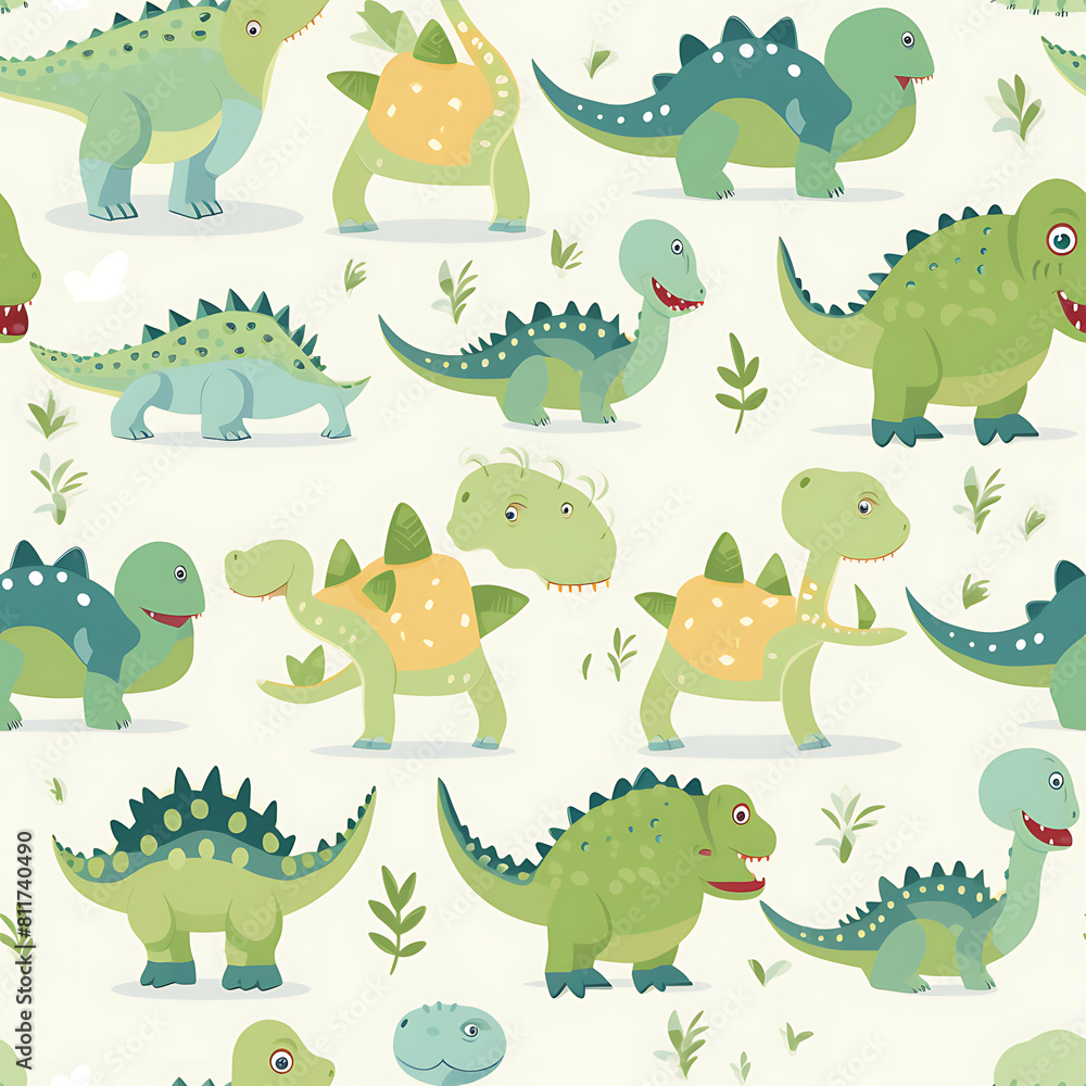 Kids drawing dinosaurs digital art seamless pattern, the design for apply a variety of graphic works Kids drawing dinosaurs digital art seamless pattern, the design for apply a variety of graphic works