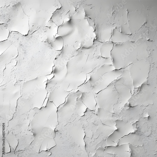 White rough plaster wall texture background. White cracked paint on the wall. Generative AI.