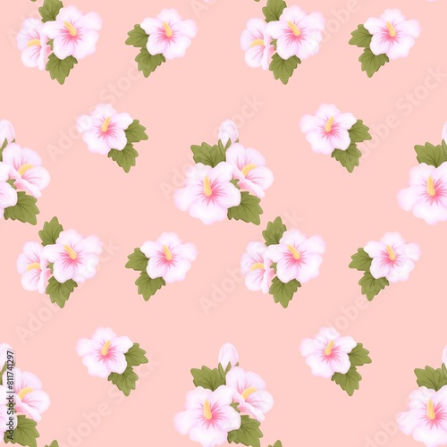 seamless pattern with rose of sharon