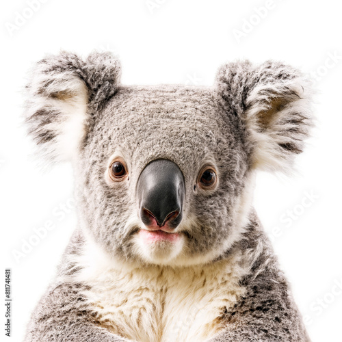 Cuddly koala Phascolarctos cinereus fluffy gray fur round ears cute black nose Animal photography photo