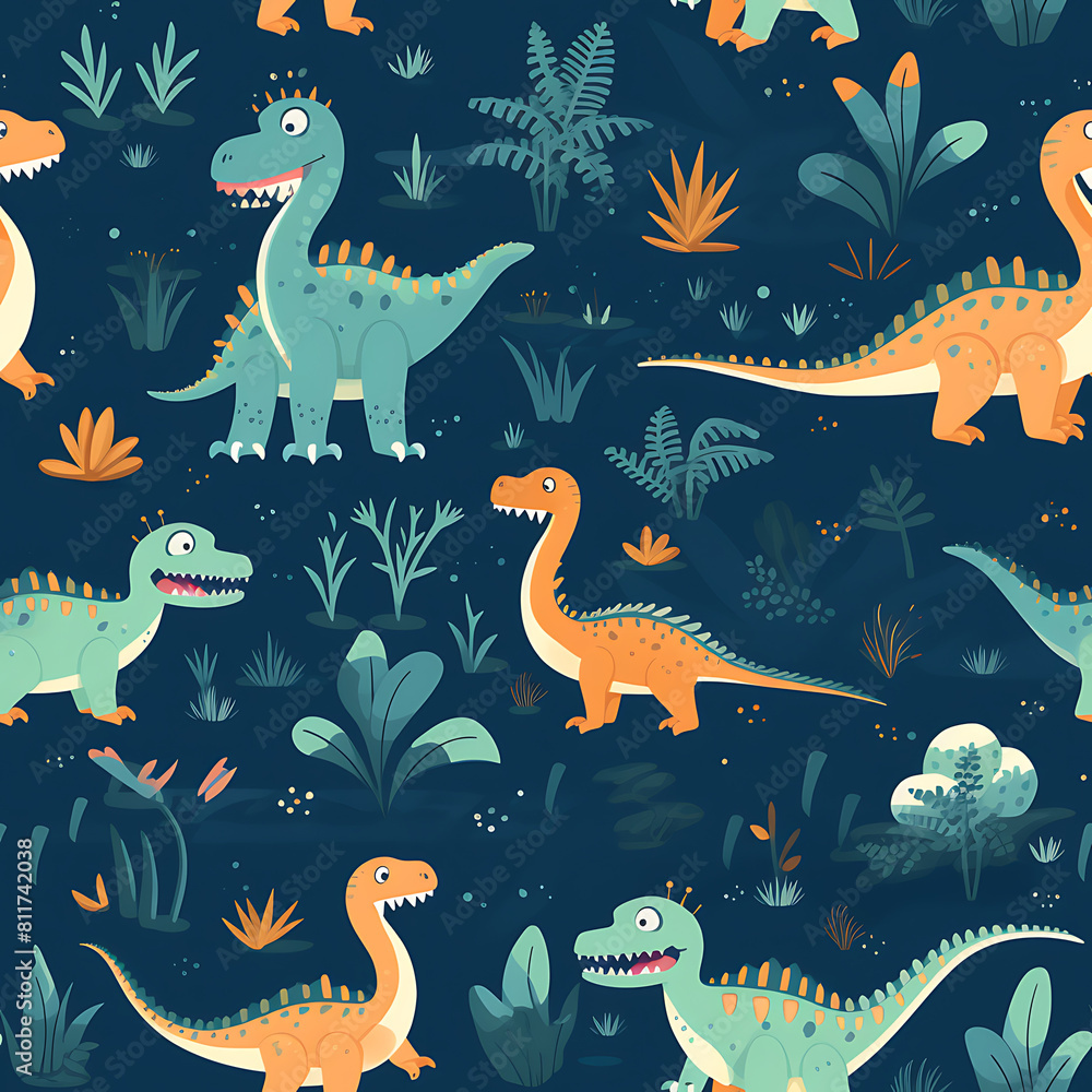 Kids drawing dinosaurs digital art seamless pattern, the design for apply a variety of graphic works Kids drawing dinosaurs digital art seamless pattern, the design for apply a variety of graphic works