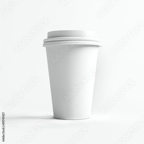 Wallpaper Mural A white paper takeaway cup with a white lid, isolated on a white background. Ideal for hot drinks like coffee or tea. Perfect for mockups, branding, or logo presentations. Torontodigital.ca