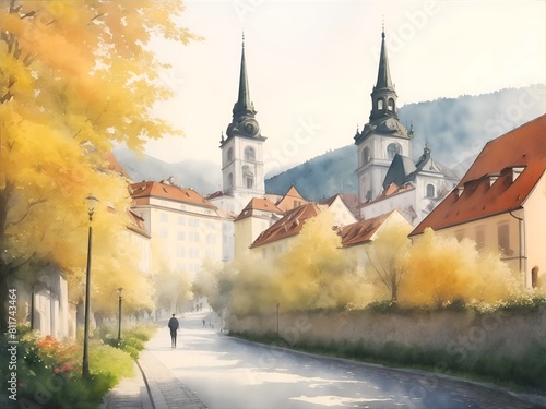 Graz Austria Country Landscape Illustration Art 