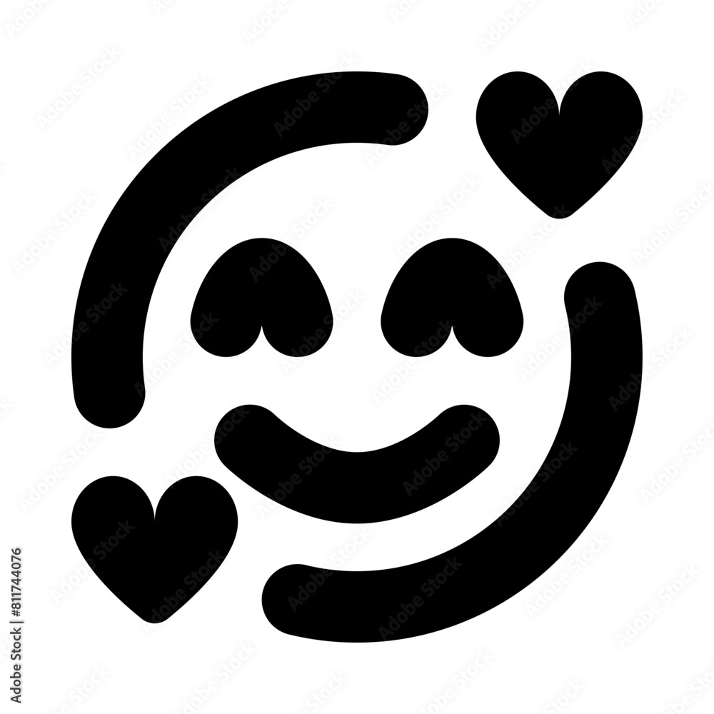 face smile hearts flat vector illustration face smile hearts flat vector illustration
