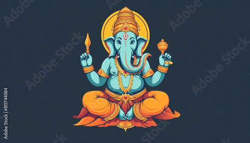 Ganesha dancing flat design front view festival theme animation Complementary Color Scheme