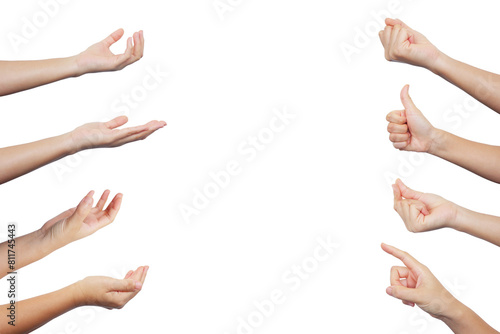 Collection of healthy women's hand gestures. on a white backgroundCollection of healthy women's hand gestures. on a white background