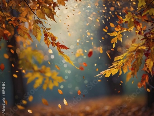 Autumn Mosaic  Paint splatters mimic falling leaves  beauty.