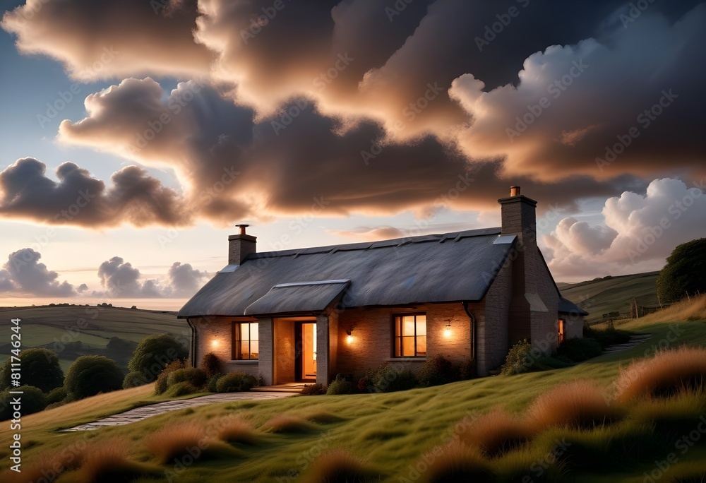 house on the hill beautiful sky with clouds house on the hill beautiful sky with clouds