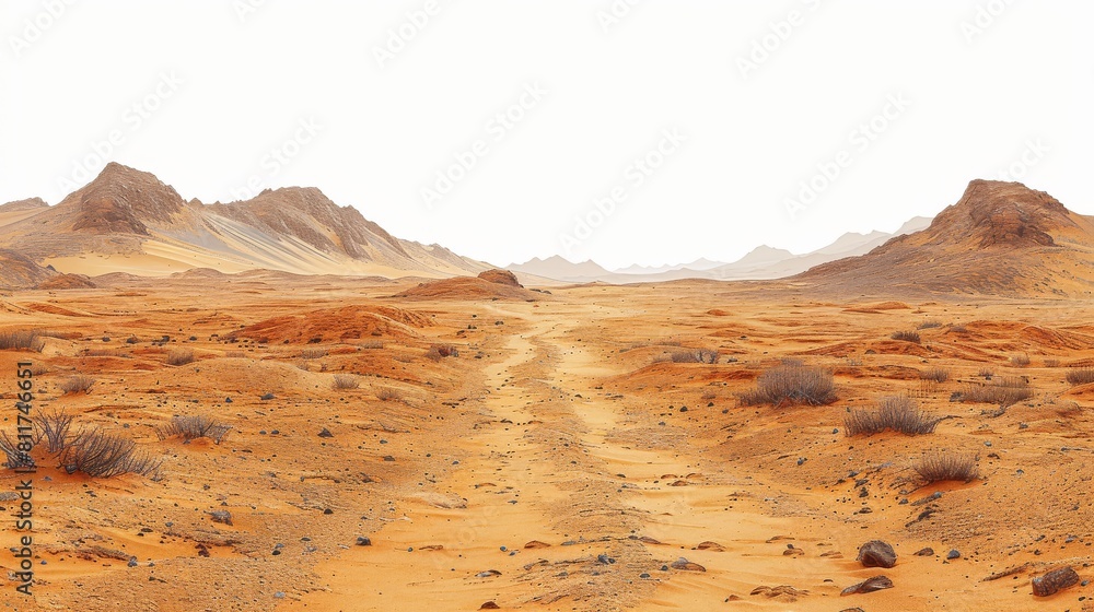 Naklejka premium A desert landscape with a road in the middle