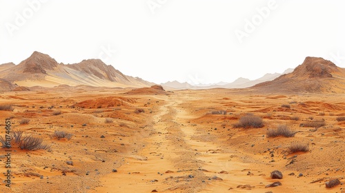 A desert landscape with a road in the middle