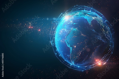 Futuristic Digital Earth Globe with America - Global Business Concept