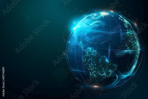 Wallpaper Mural Futuristic Digital Earth Globe with America - Global Business Concept Torontodigital.ca