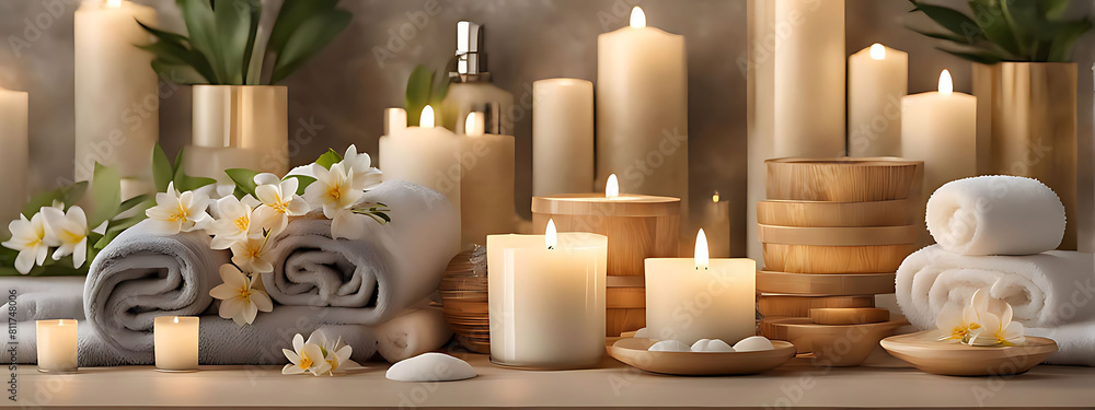 Spa background towel bathroom white luxury concept massage candle bath. Bathroom white wellness spa background towel relax aromatherapy flower accessory Zen therapy aroma beauty setting table salt oi Spa background towel bathroom white luxury concept massage candle bath. Bathroom white wellness spa background towel relax aromatherapy flower accessory Zen therapy aroma beauty setting table salt oi