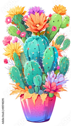 The beauty of cactus nature on a transparent background